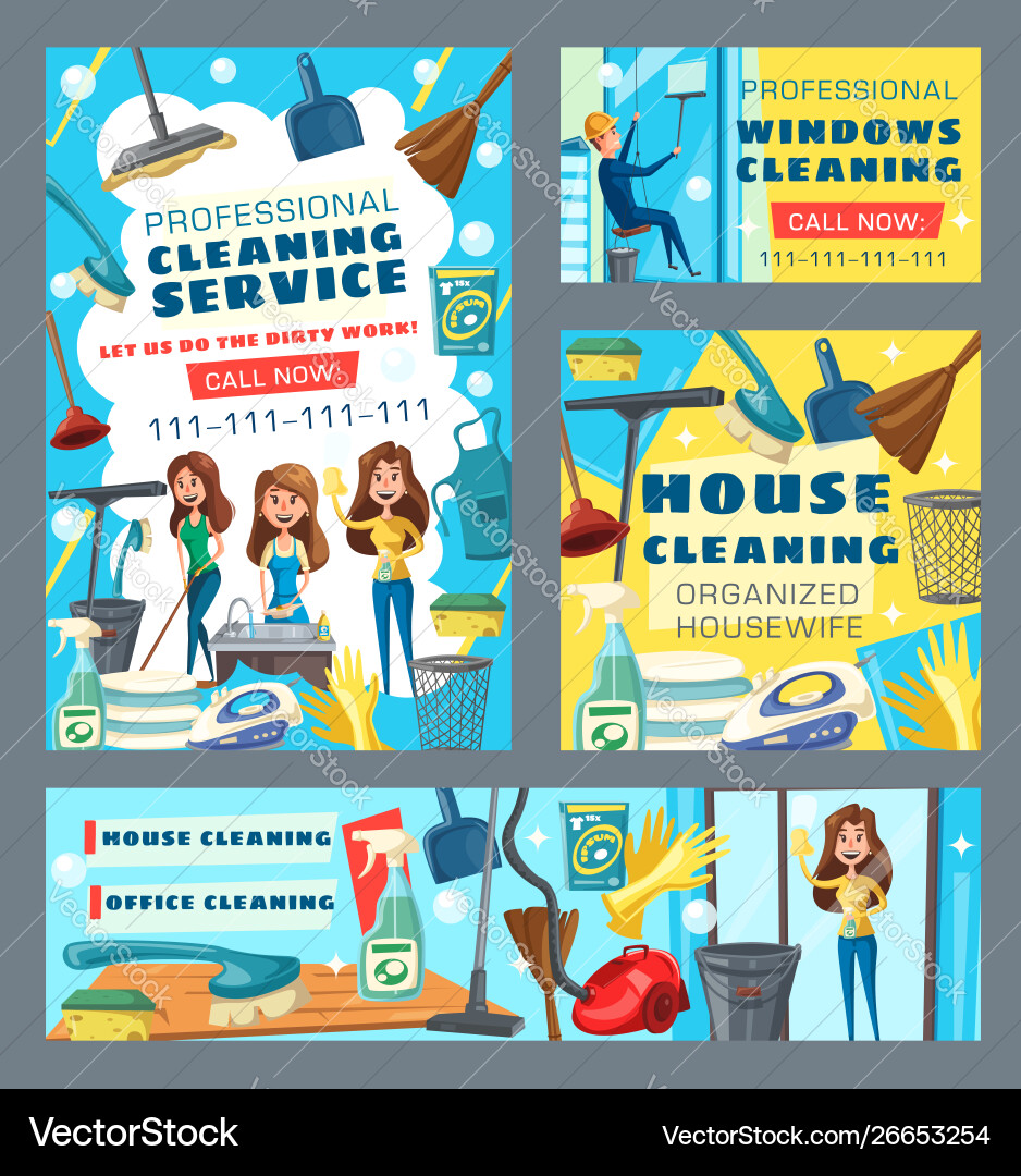 Women cleaners with cleaning tools and detergents vector image