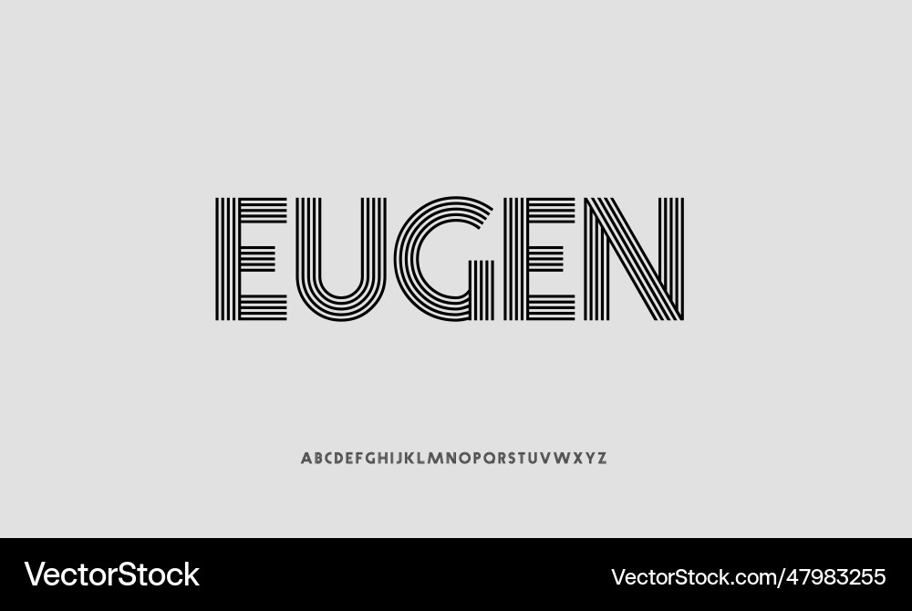 Abstract thin line font alphabet minimal modern vector image
