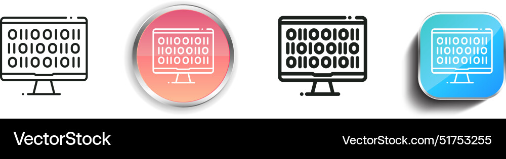 Binary icon thin linear regular and button style Binary icon thin linear regular and button style vector image