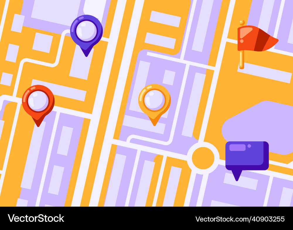 City map background design with markers and flags City map background design with markers and flags vector image