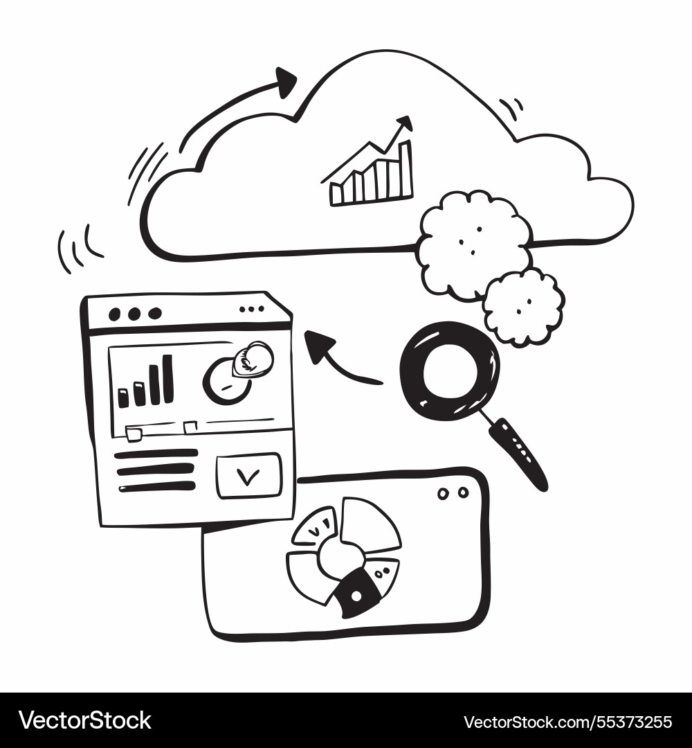 Cloud computing performance monitoring with graph Cloud computing performance monitoring with graph vector image