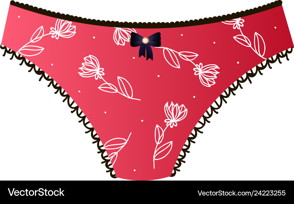 Cute red panties with floral design and bow Cute red panties with floral design and bow vector image