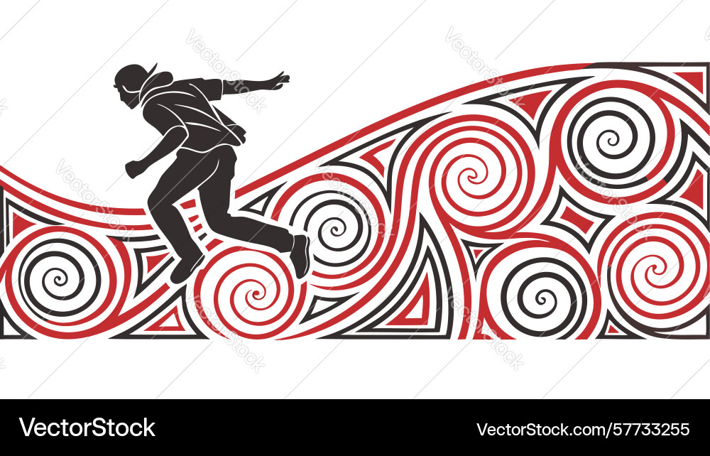 Dynamic runner with concentric circles abstract Vector Image