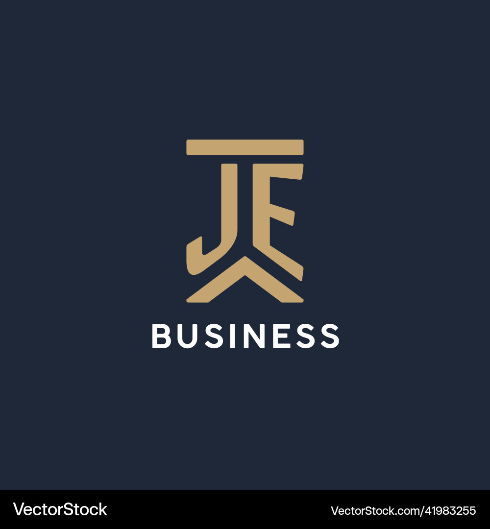 Je initial monogram logo design in a rectangular vector image