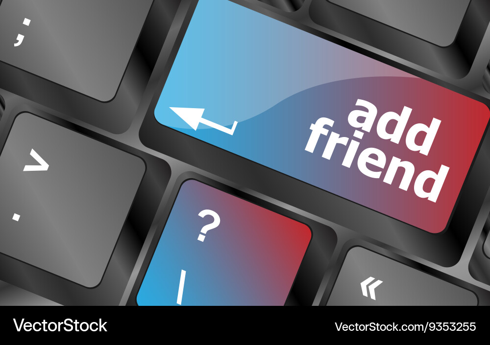 Keyboard with add friend button social network vector image