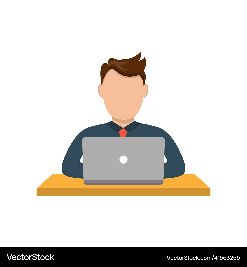 Man working on a laptop computer surfing Man working on a laptop computer surfing vector image