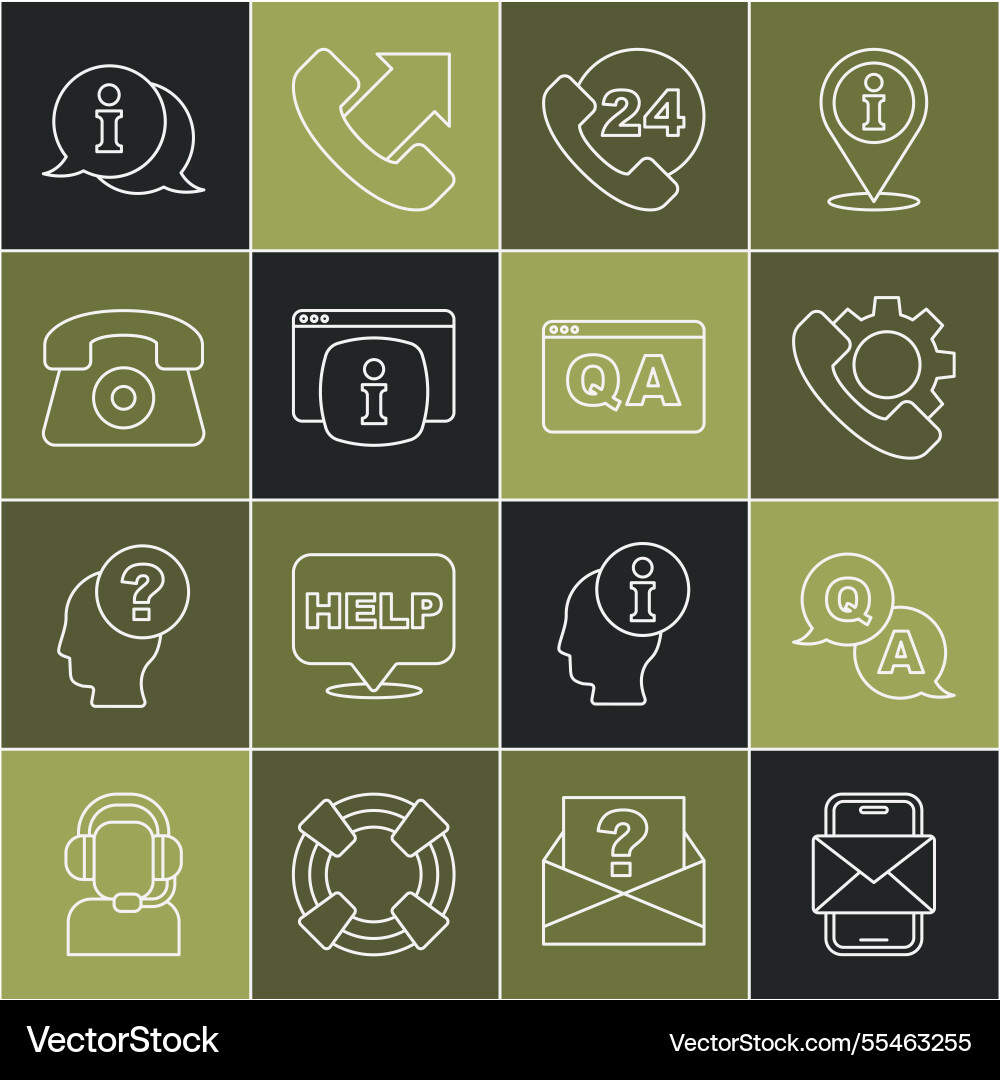Set line mobile and envelope question answer Set line mobile and envelope question answer vector image