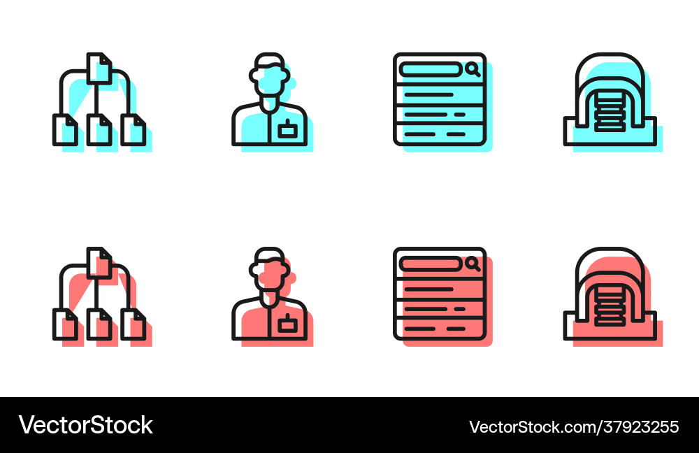 Set line search engine folder tree analyst Set line search engine folder tree analyst vector image