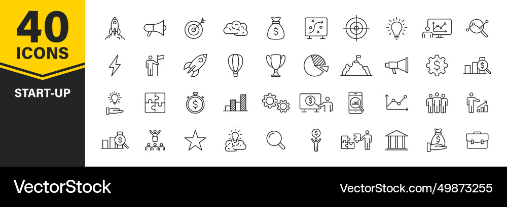 Set of 40 start up web icons in line style Set of 40 start up web icons in line style Vector Image