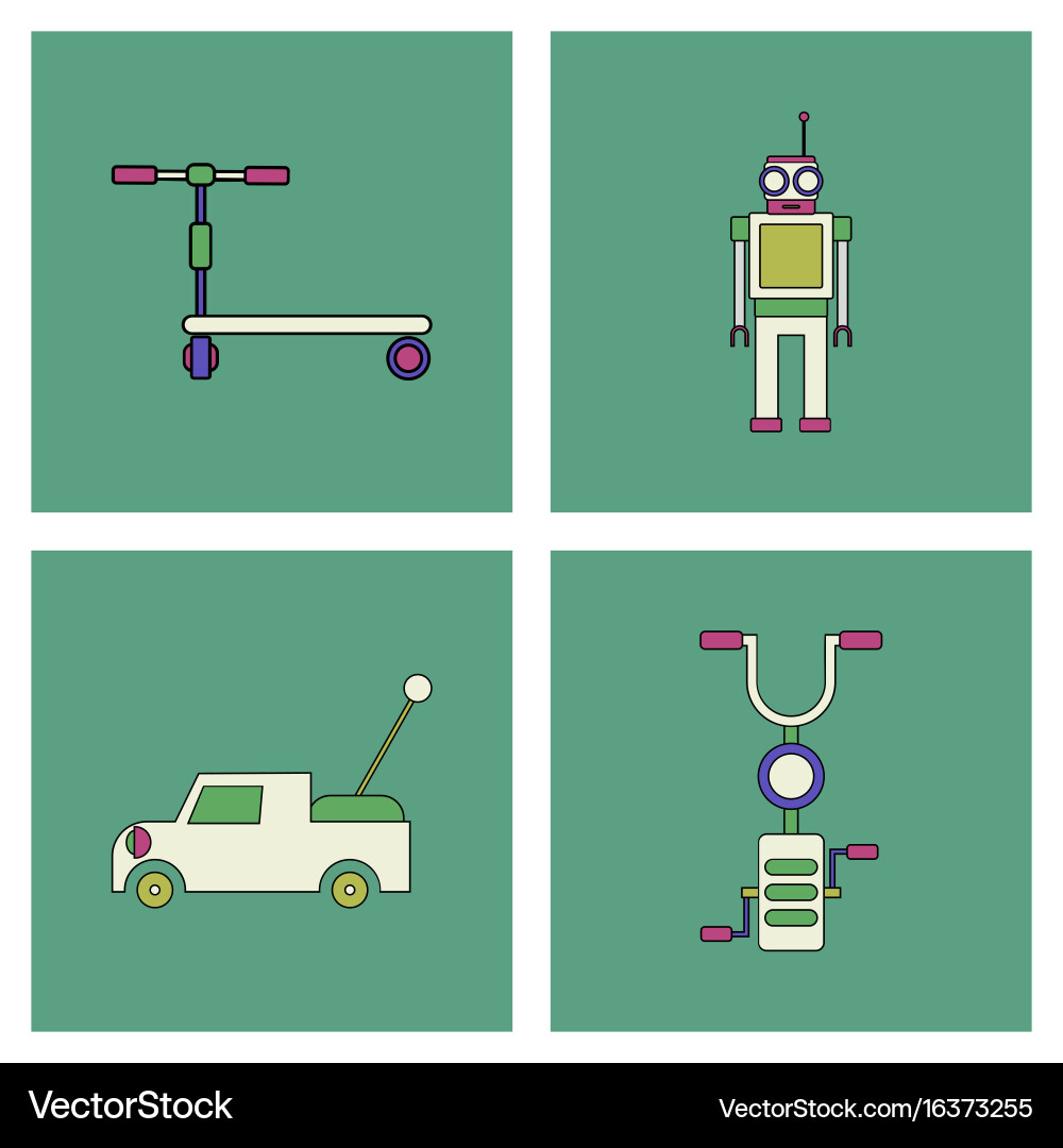 Set of children toys in different sets flet Vector Image