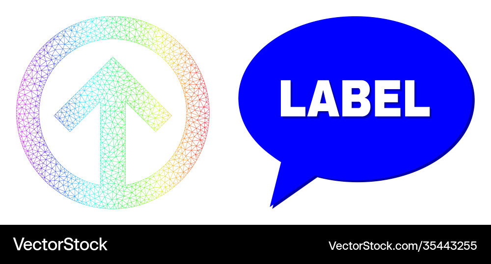 Spectral net gradient direction up icon and label Spectral net gradient direction up icon and label vector image