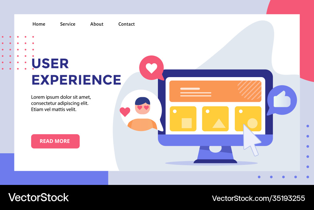 User experience wireframe on display monitor User experience wireframe on display monitor Vector Image