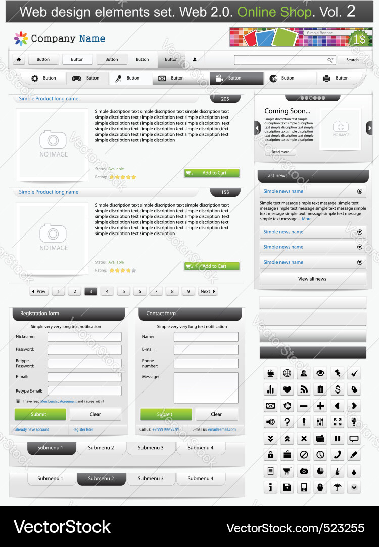 Website UI Elements vector image