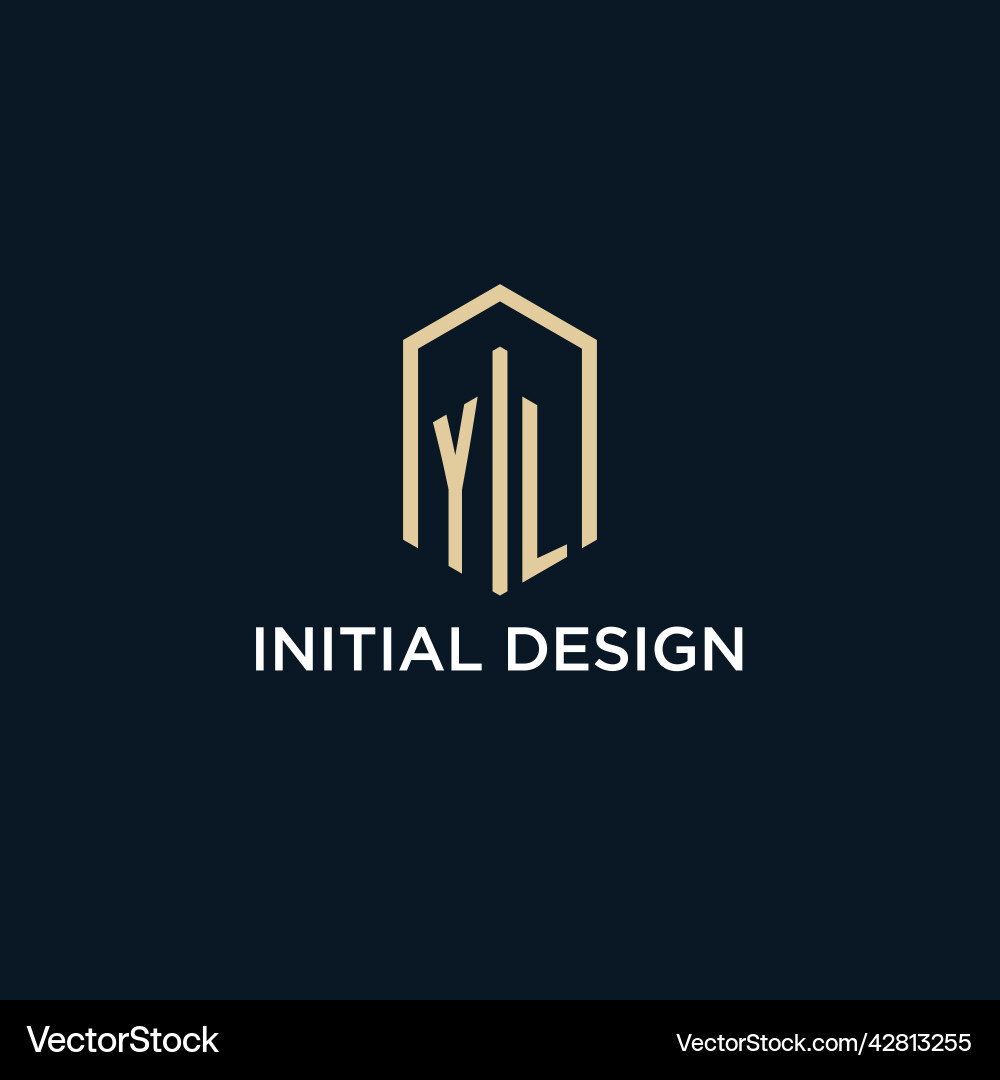 Yl initial monogram logo with hexagonal shape Vector Image