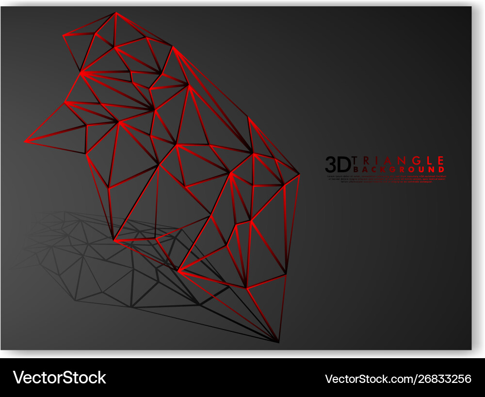 3d triangle line background gradient black red Vector Image