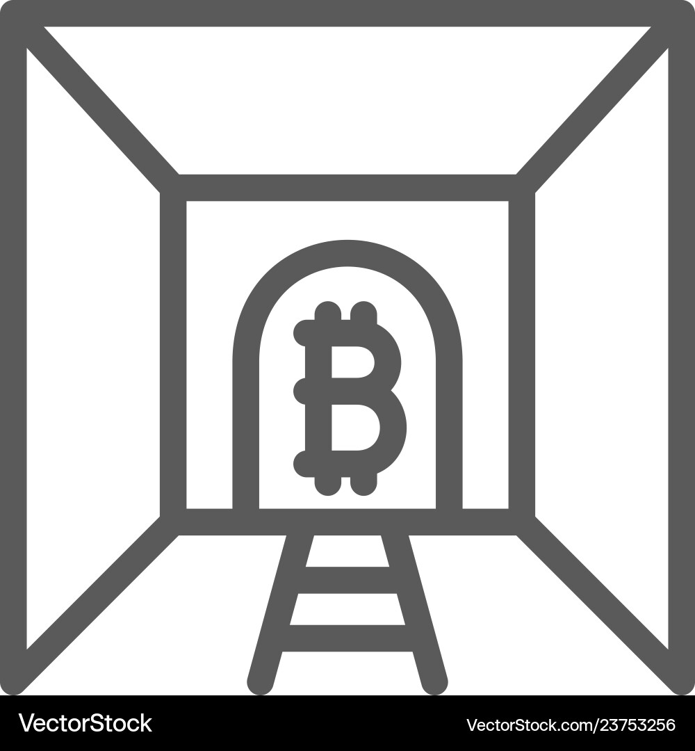 Bitcoin with tunnel mine blockchain Bitcoin with tunnel mine blockchain vector image