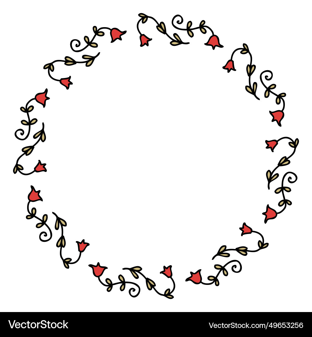 Circular empty frame with simple doodle bluebell Circular empty frame with simple doodle bluebell Vector Image