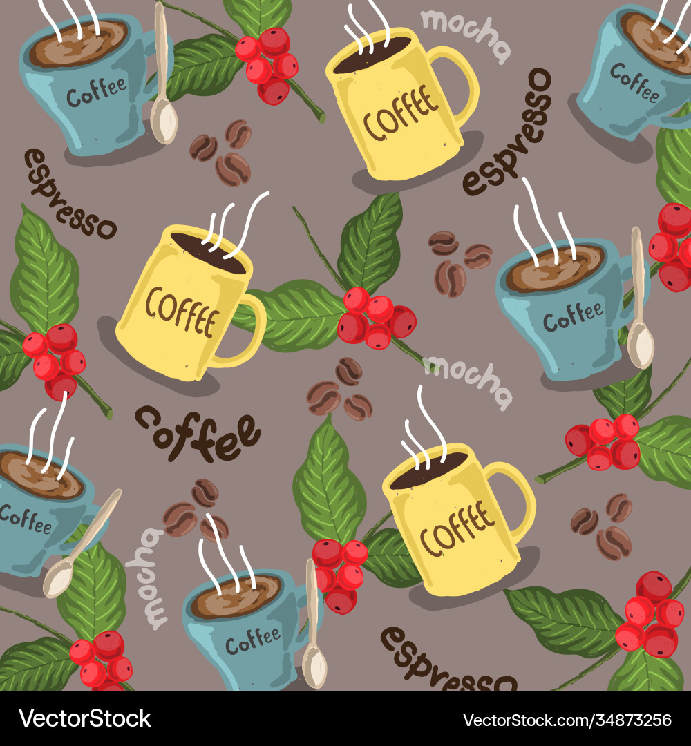Coffee pattern design background c01 Vector Image