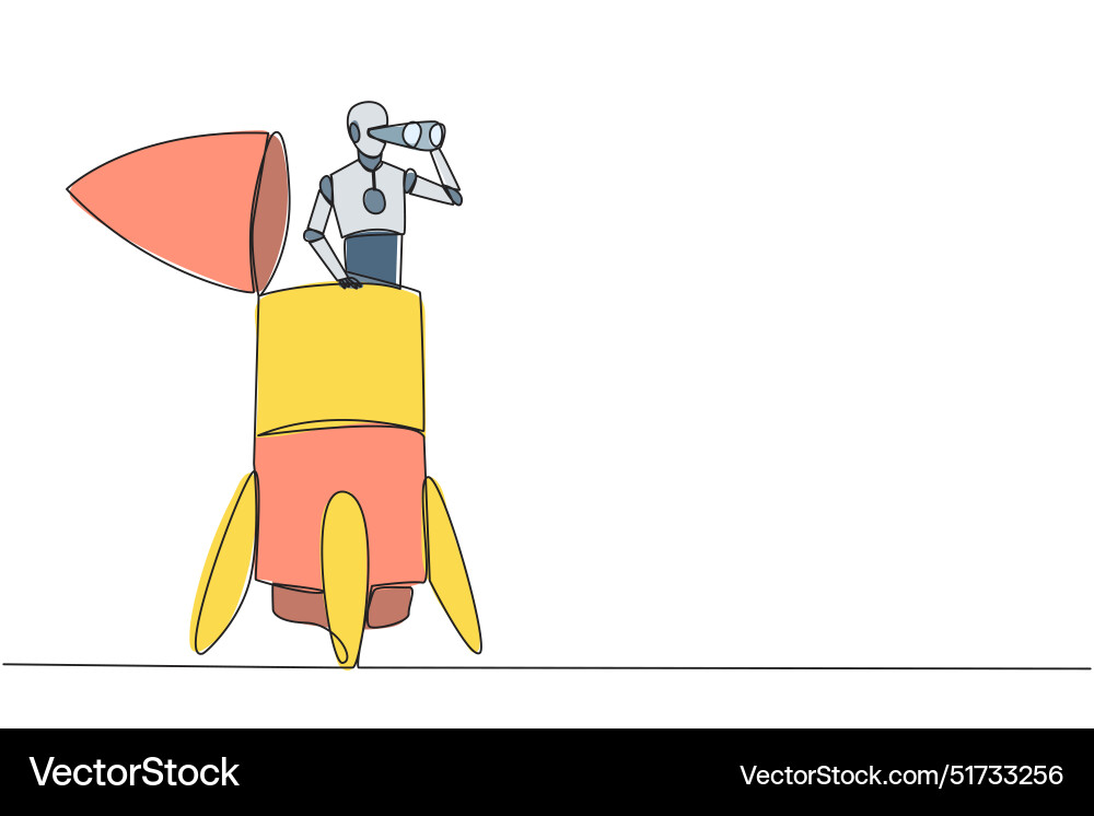 Continuous one line drawing a smart robot appears Vector Image