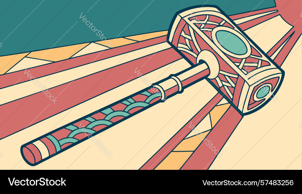 Decorative hammer with intricate patterns design Vector Image