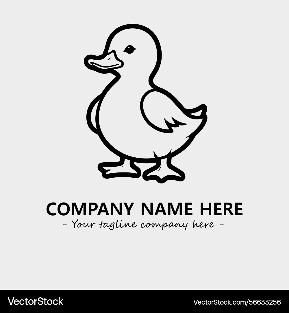 Duck black and white for logo company image Duck black and white for logo company image Vector Image