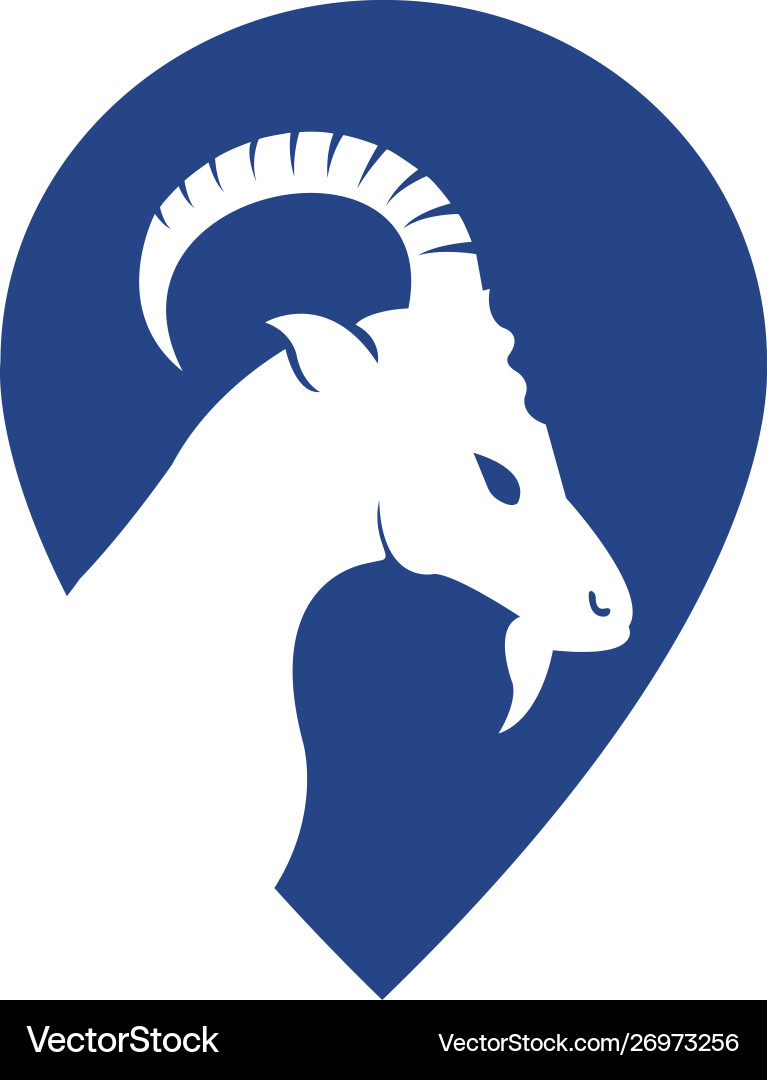 Goat logo with gps pointer design Goat logo with gps pointer design Vector Image