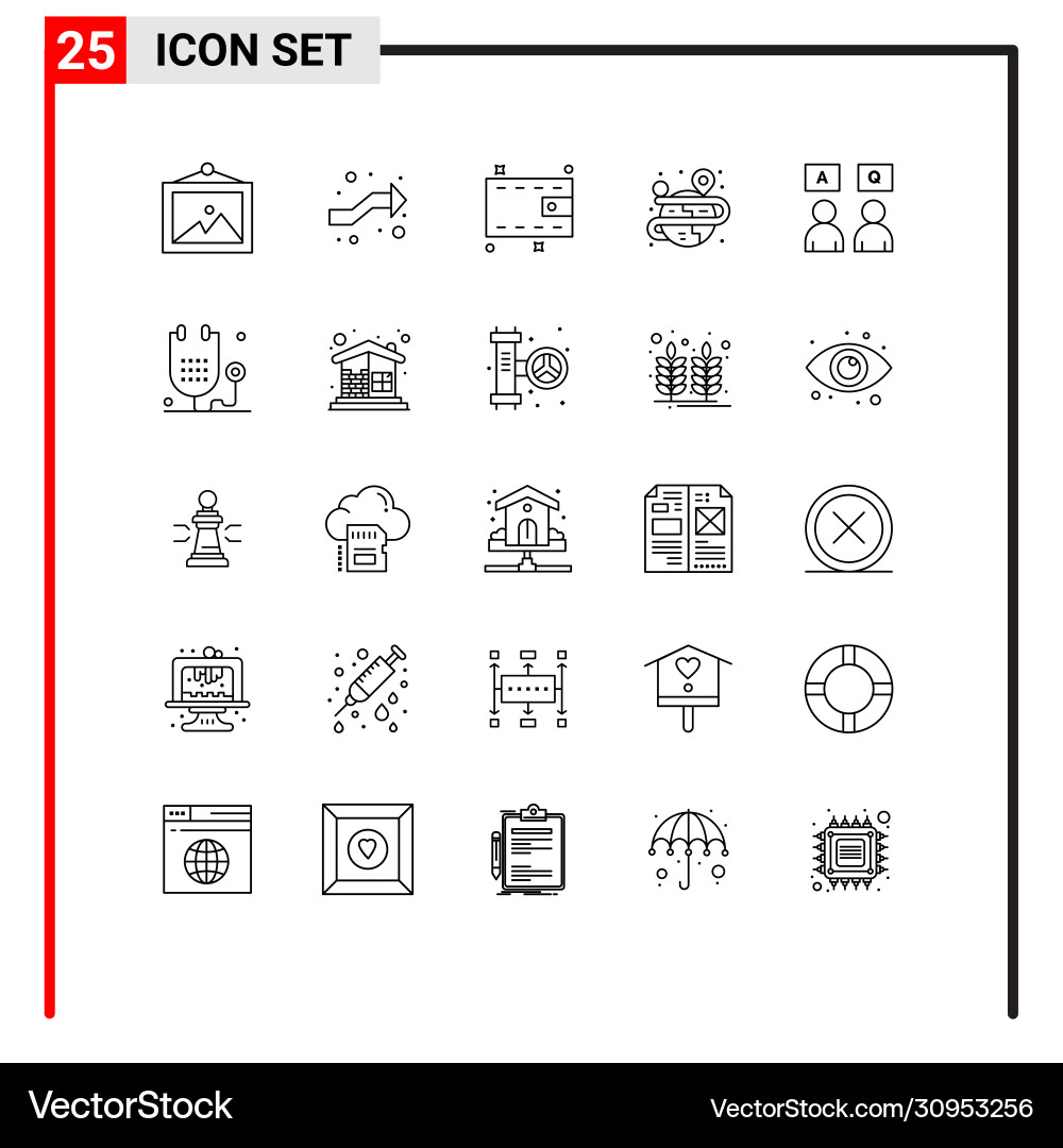 Group 25 modern lines set for qa education Vector Image