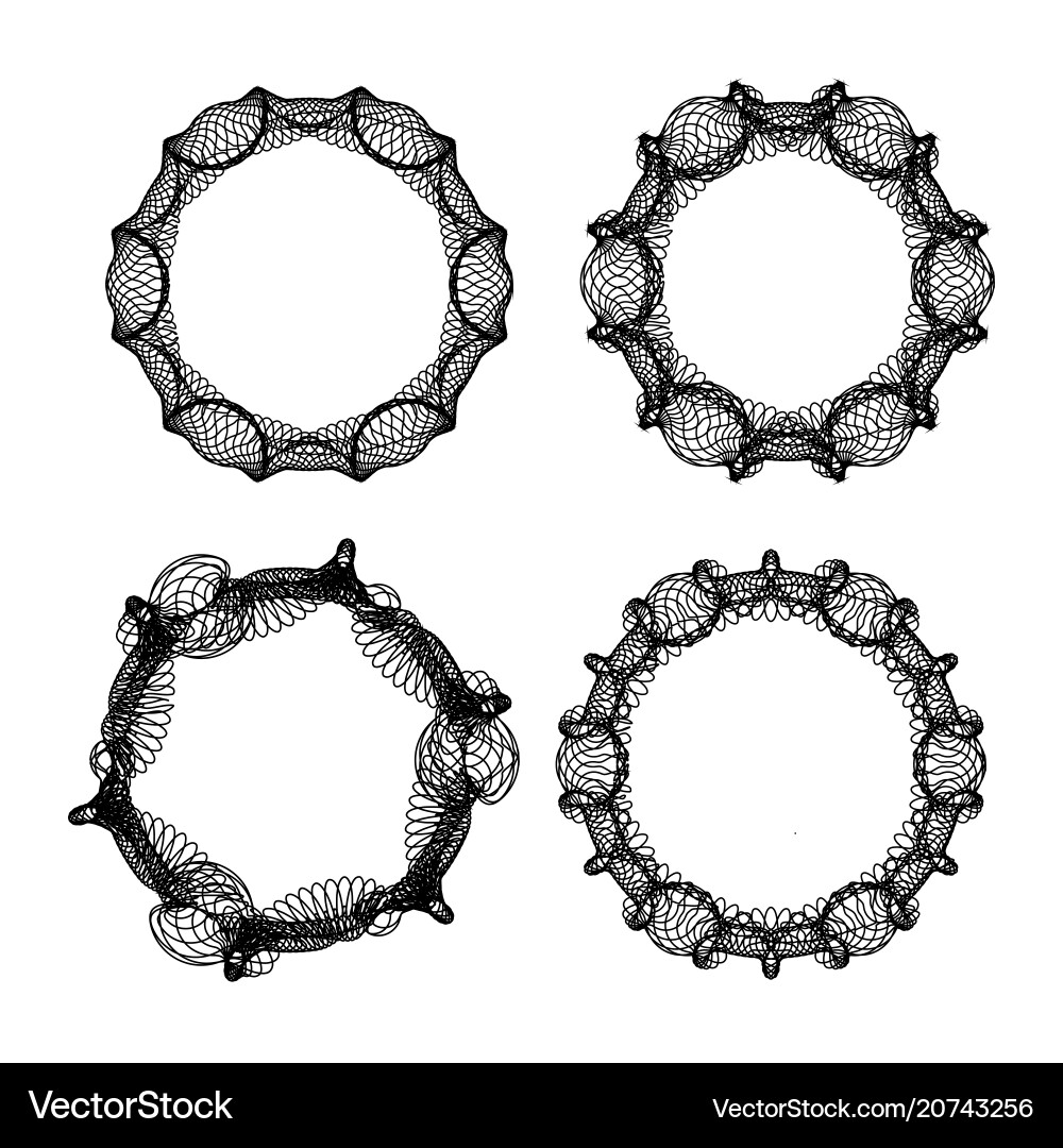 Guilloche patterns abstract circle frame set Guilloche patterns abstract circle frame set vector image