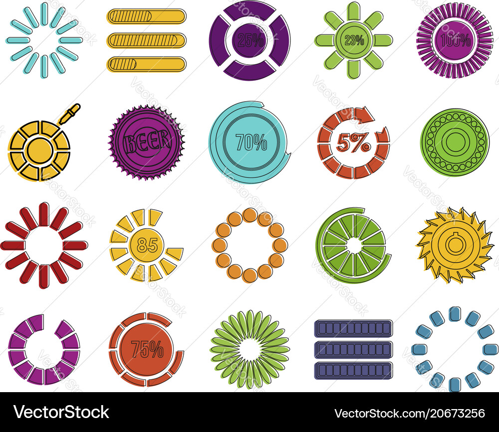 Loading icon set color outline style Loading icon set color outline style vector image