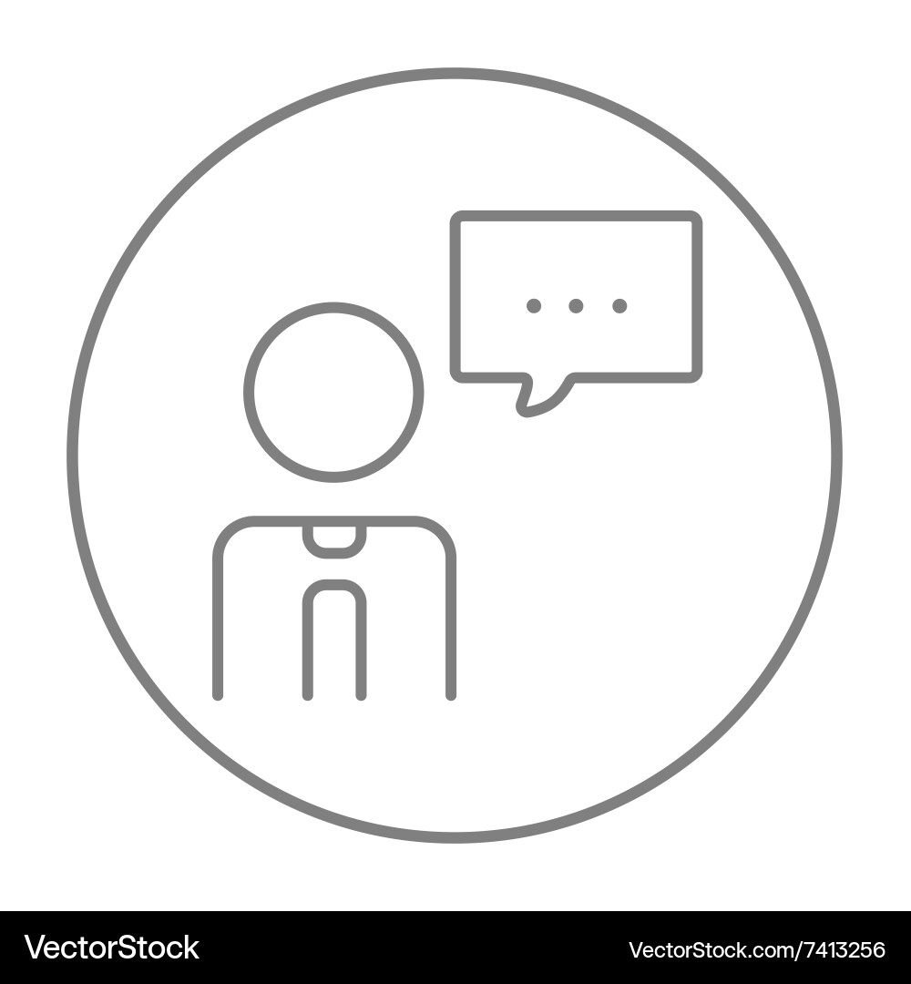 Man with speech square line icon Vector Image