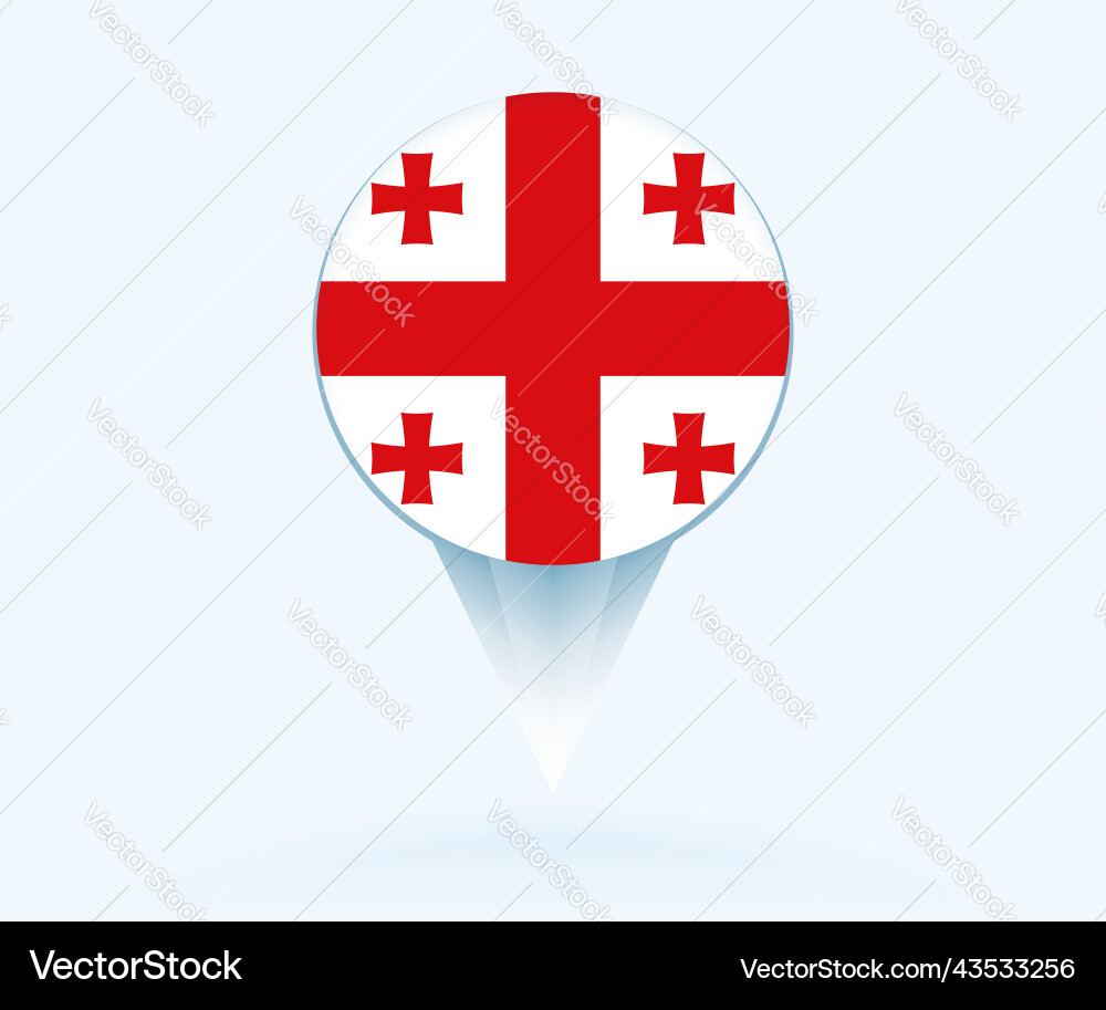 Map pointer with flag of georgia vector image
