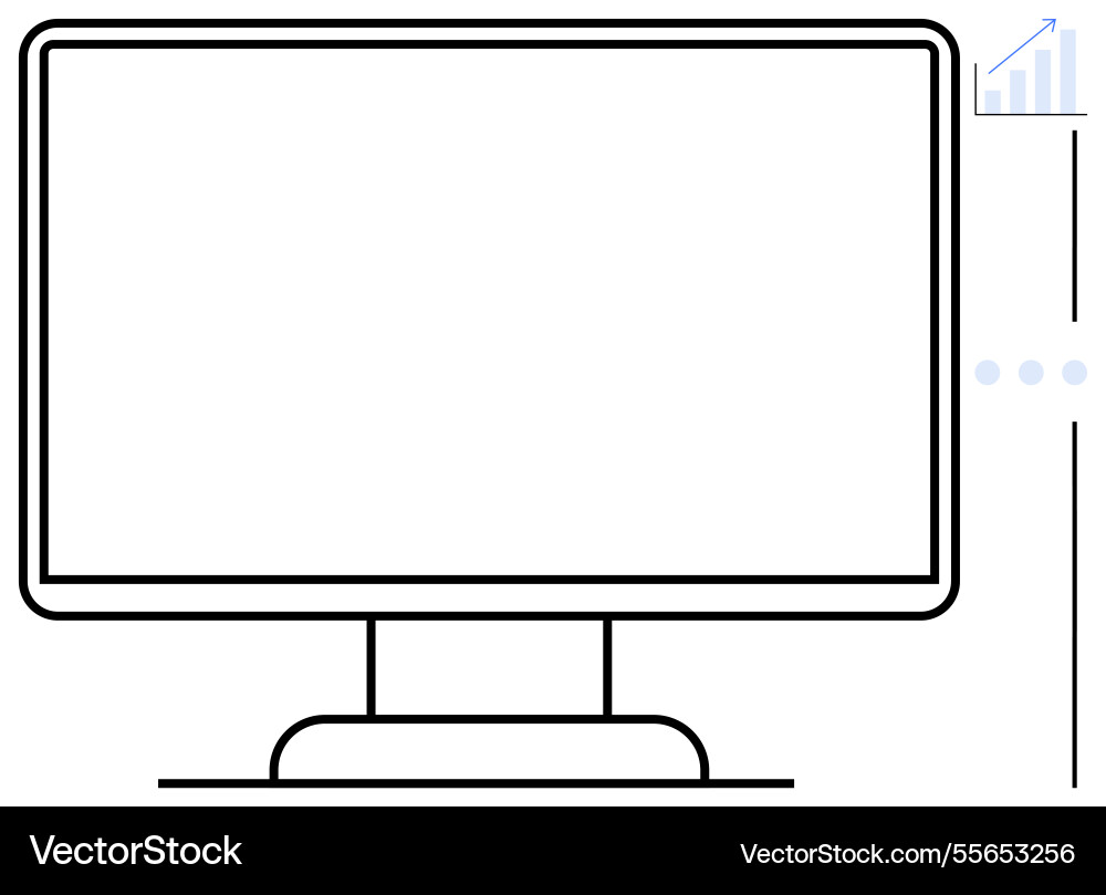 Minimalist desktop computer monitor with graph Minimalist desktop computer monitor with graph vector image