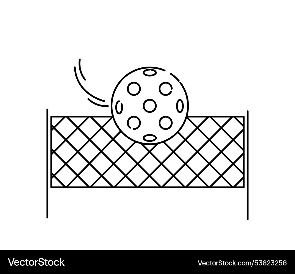 Pickleball line icon ball for paddle with net vector image