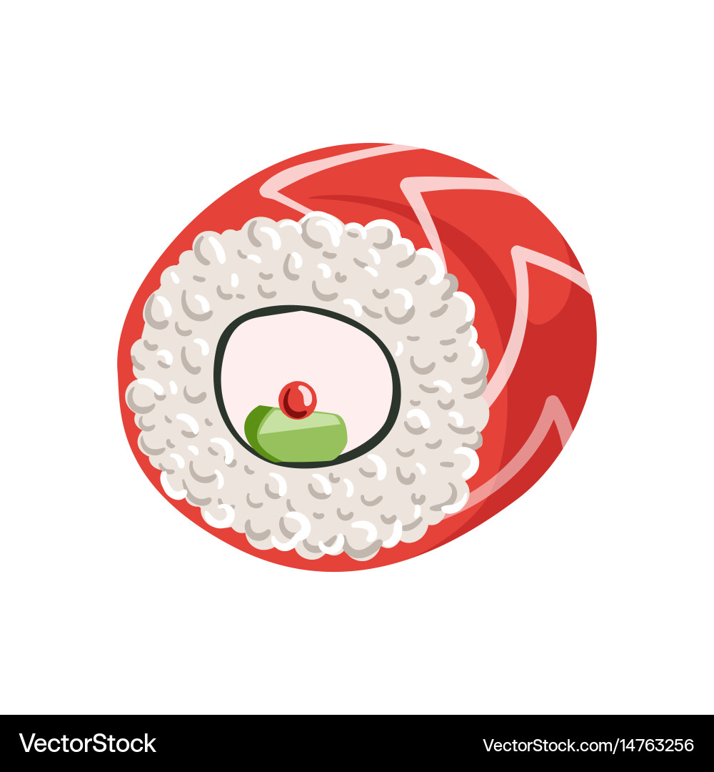Roll with cream cheese and cucumber inside Vector Image
