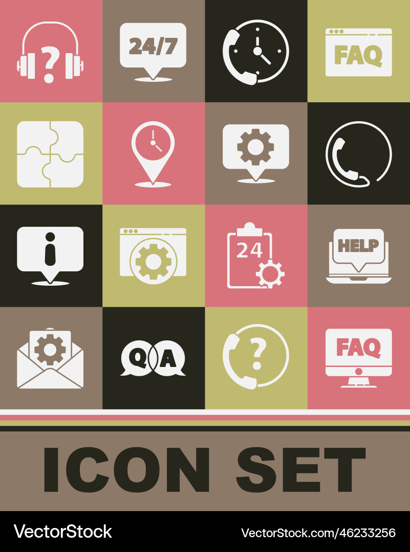 Set computer monitor and faq laptop help Set computer monitor and faq laptop help vector image