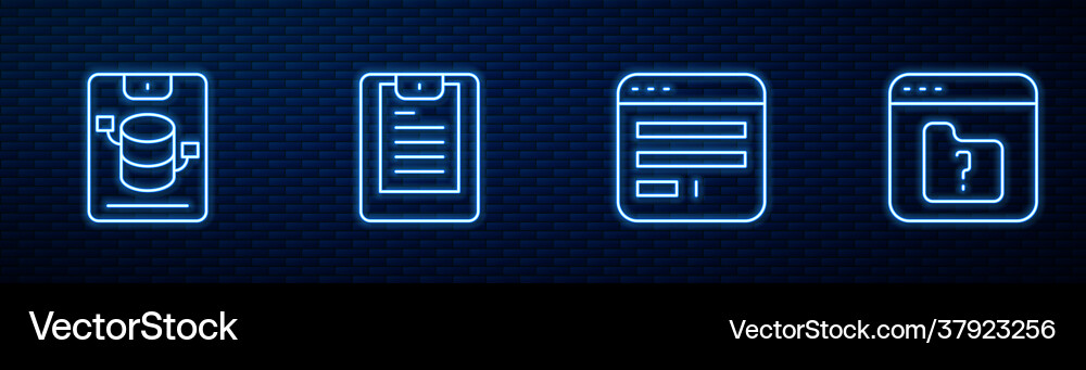 Set line browser window server data web hosting vector image