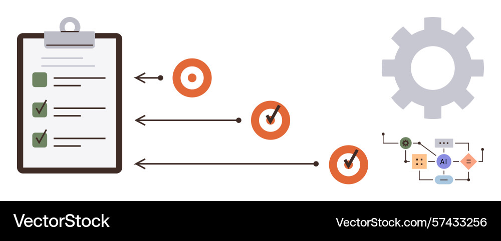 Task management process with checklist targets Task management process with checklist targets Vector Image
