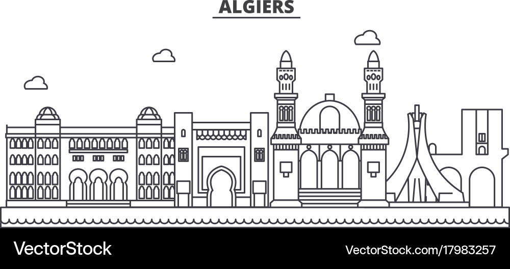 Algiers architecture line skyline vector image