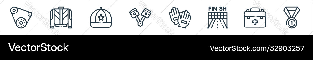 Autoracing line icons linear set quality Autoracing line icons linear set quality vector image