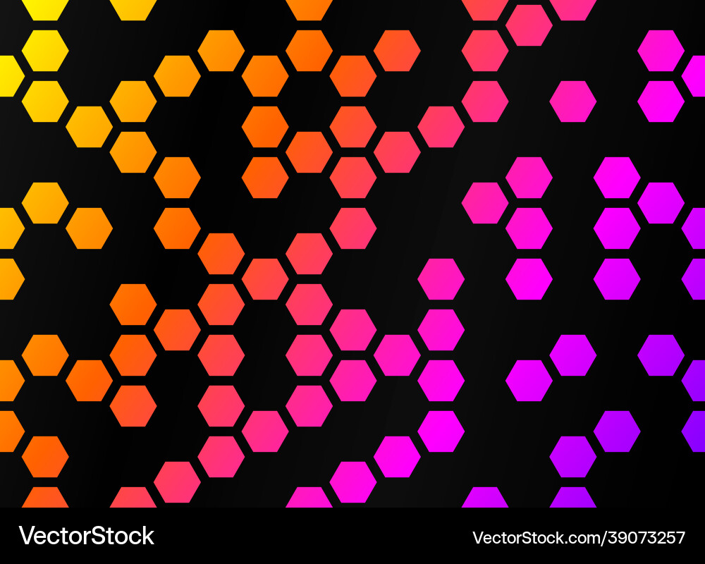 Black abstract background hexagons on multicolored vector image