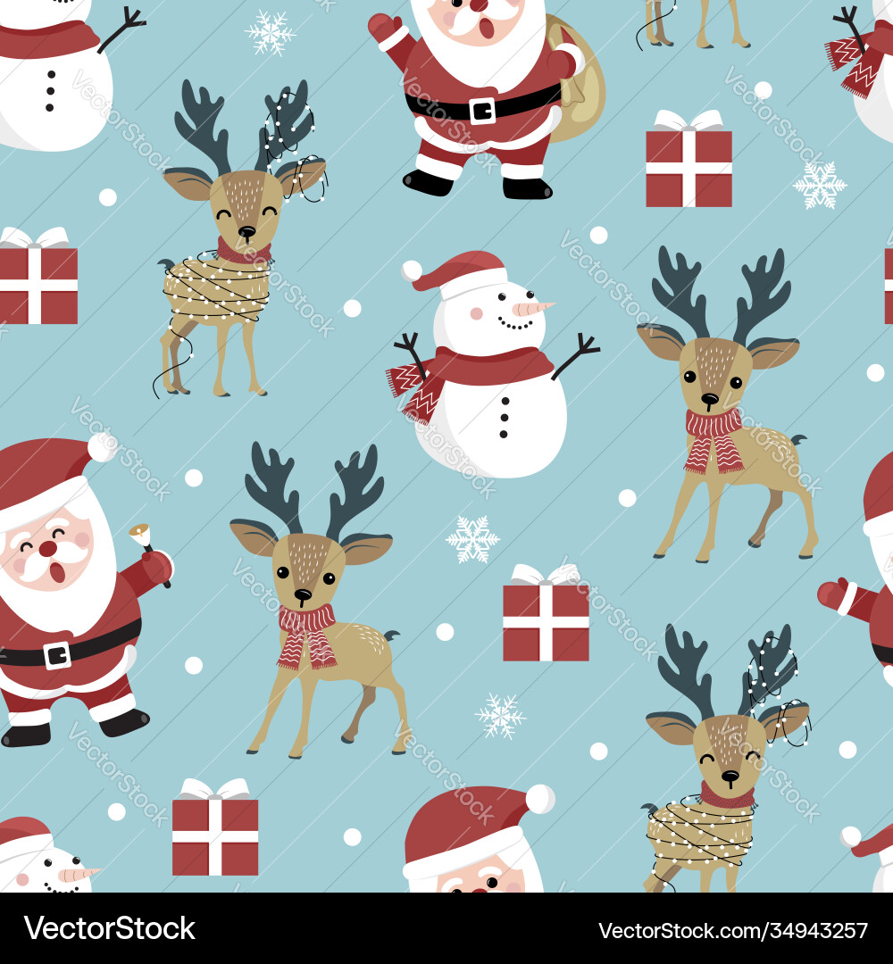 Christmas Reindeer Seamless Pattern vector image