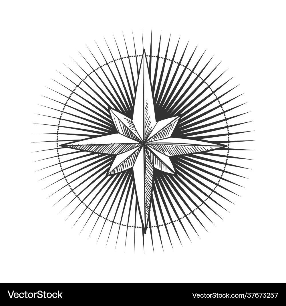 Creative star with rays and a round frame boho Creative star with rays and a round frame boho vector image