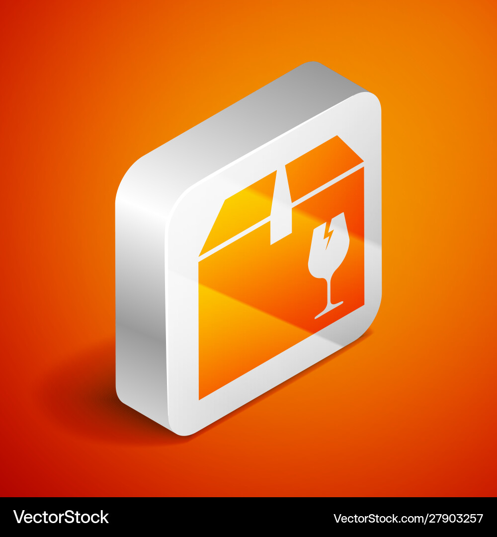 Isometric delivery package box with fragile Isometric delivery package box with fragile Vector Image