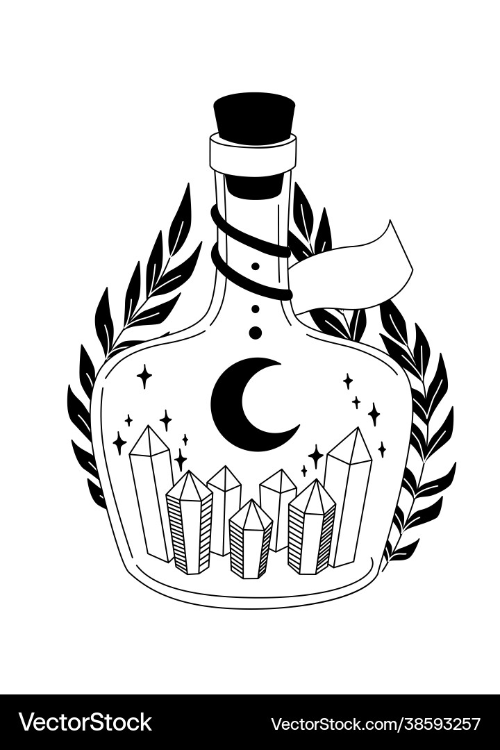 Magic elixir with moon and stars Vector Image