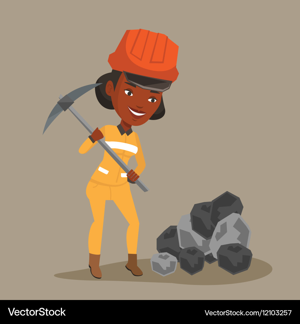 Miner working with pickaxe vector image
