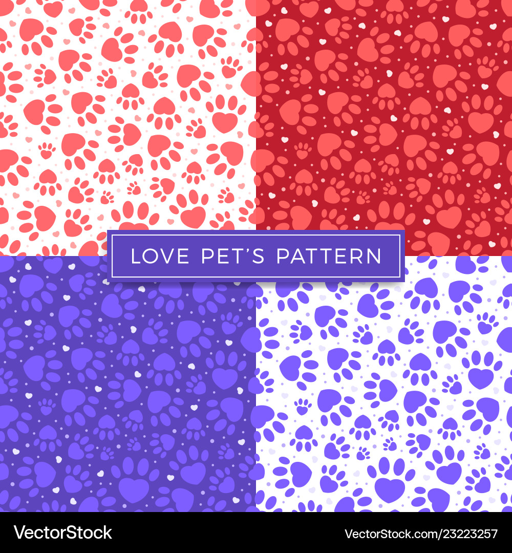 Paw Print Heart Pattern vector image