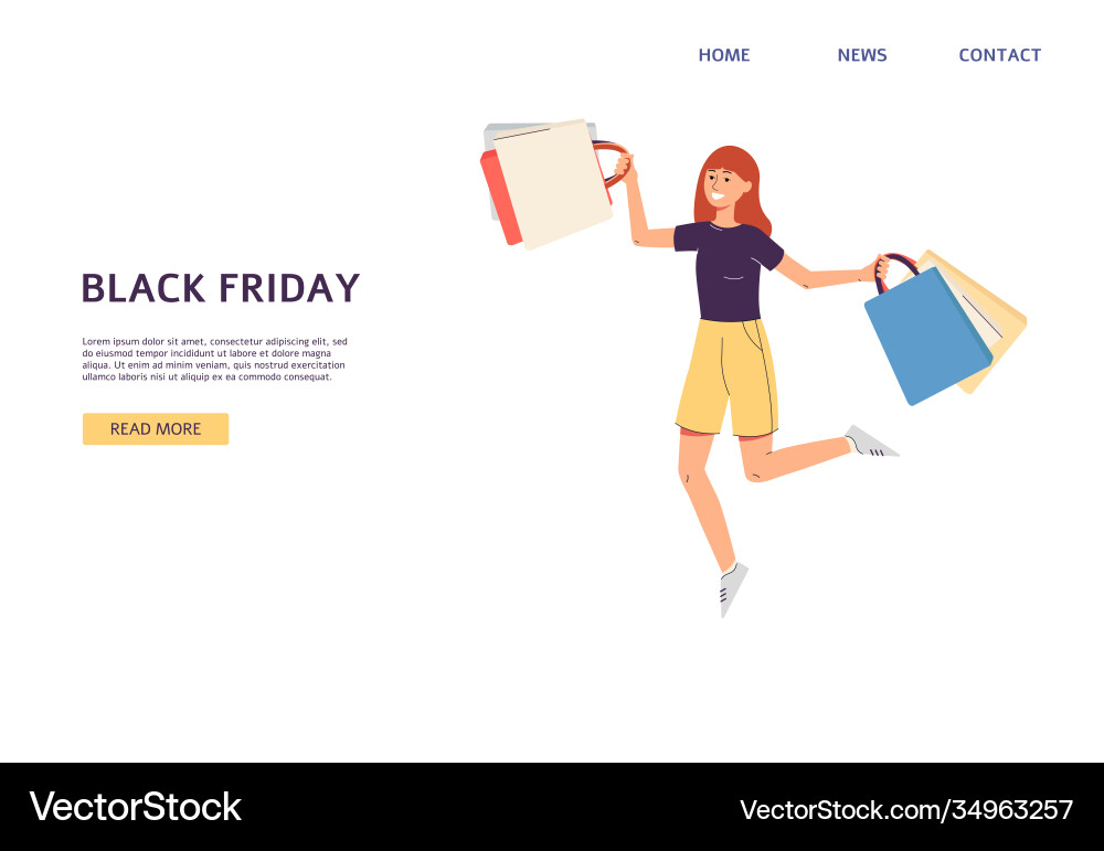 Schwarz friday sales web banner mit frau shopping Schwarz friday sales web banner mit frau shopping vektorbild