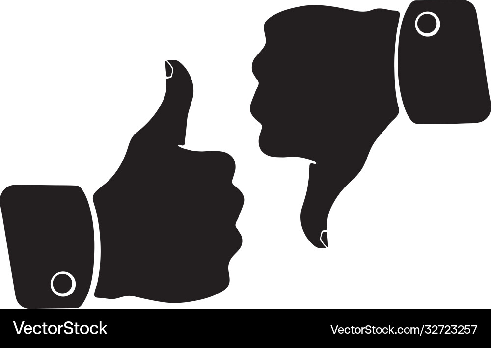 Silhouette Daumen oben und unten wie unlike Vektorbild