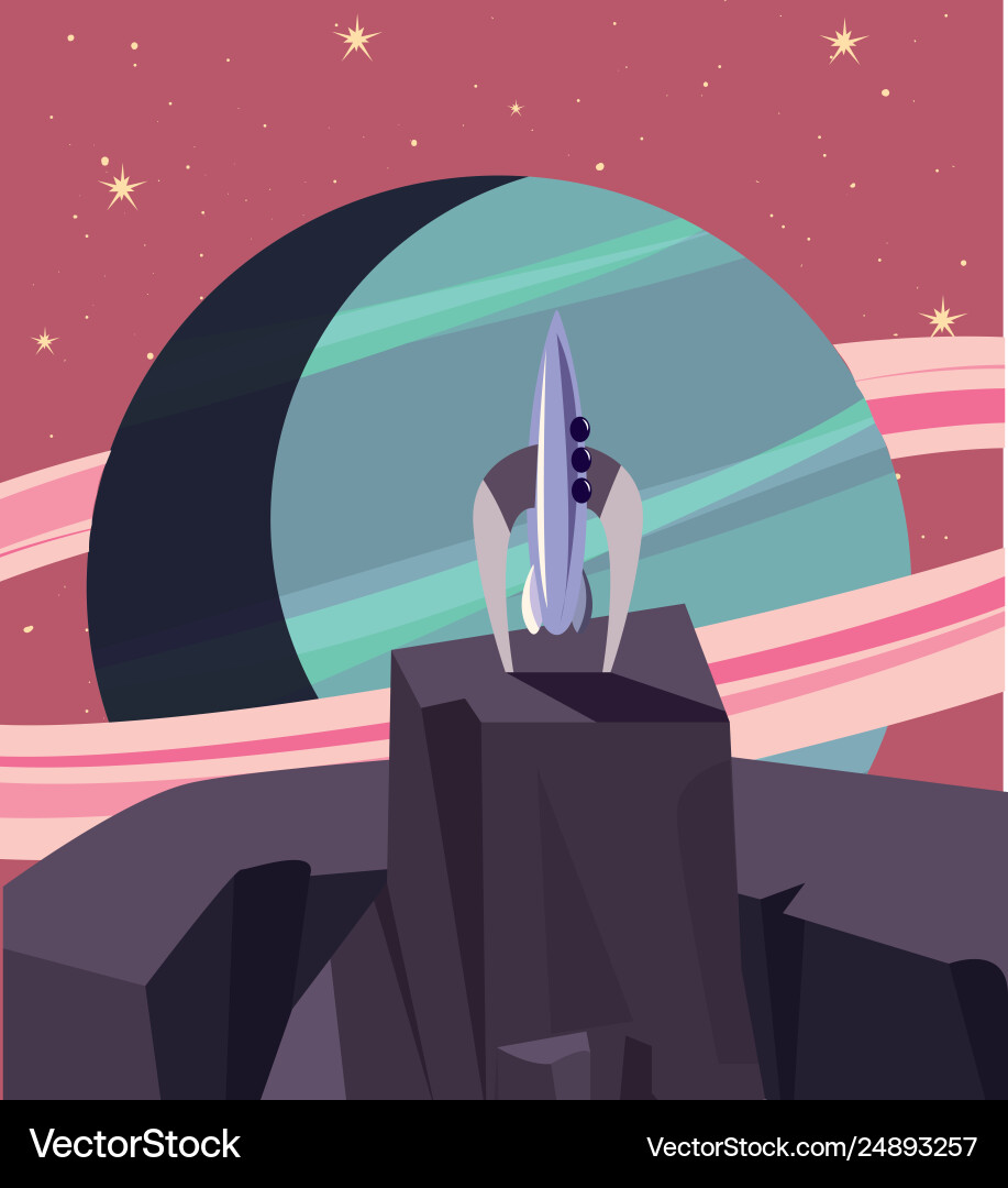 Spaceship on planet surface Vector Image