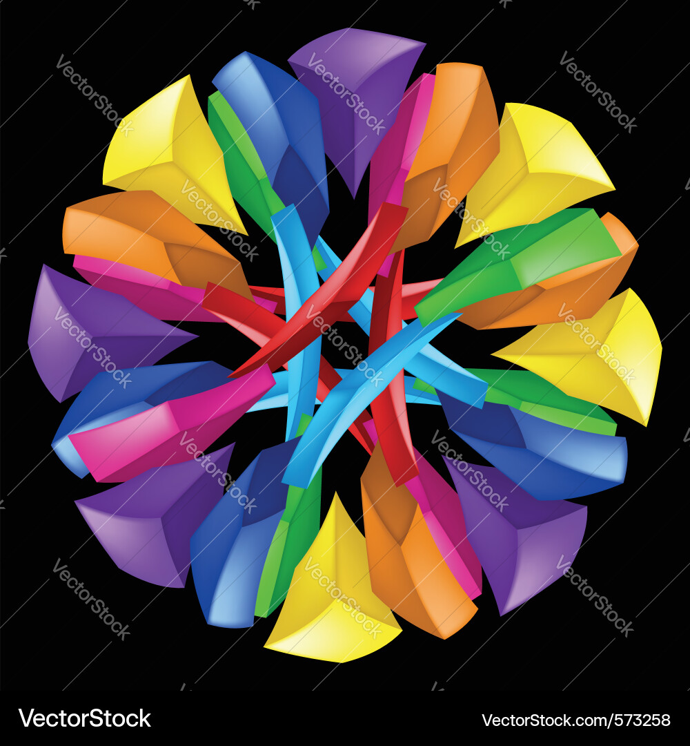 3d abstract composition on black background Vector Image